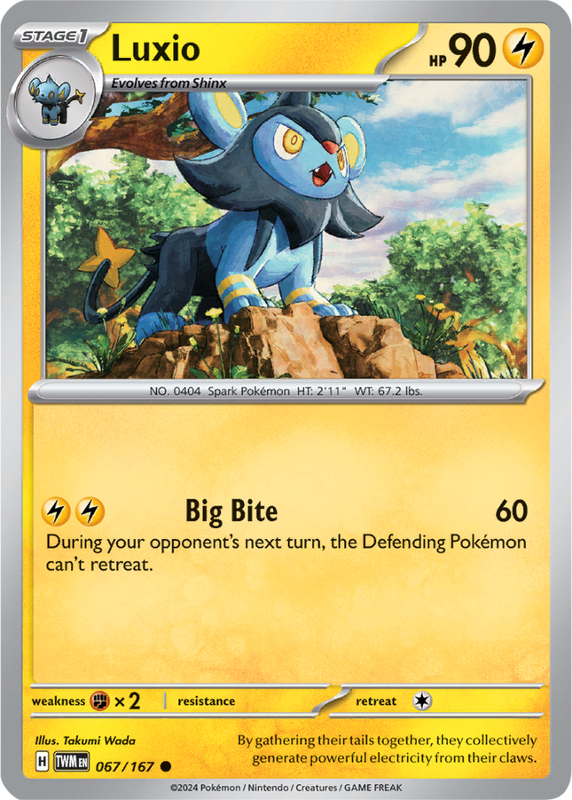 Luxio 067/167 Reverse Holo Twilight Masquerade Pokemon Card