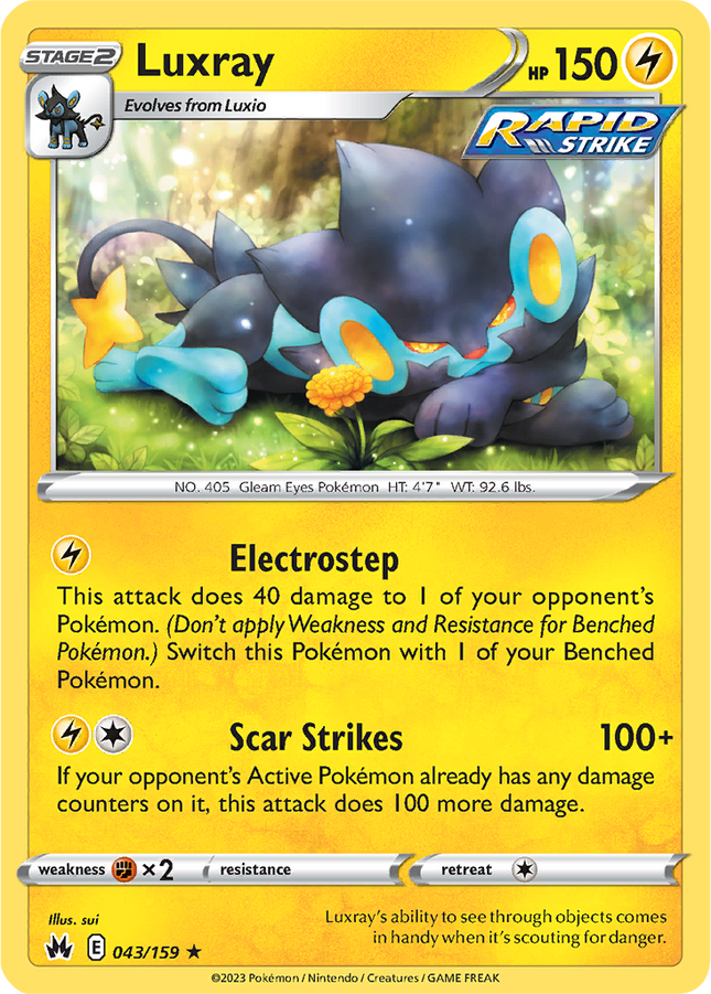 Luxray 043/159 Reverse Holo Crown Zenith Pokemon Card