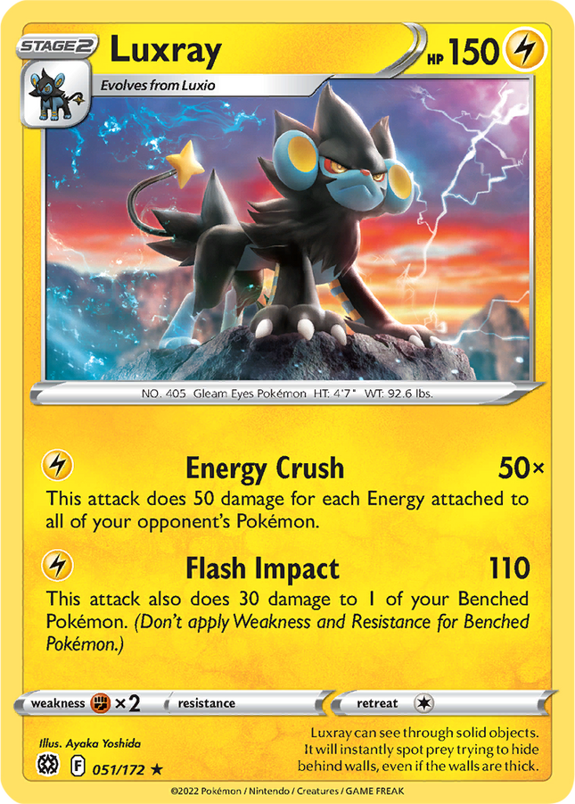 Luxray 051/172 Reverse Holo Brilliant Stars Pokemon Card