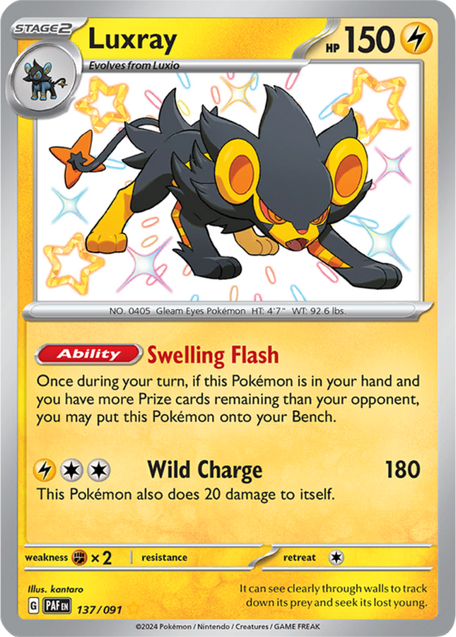 Luxray 137/091 Shiny Rare Paldean Fates Pokemon Card