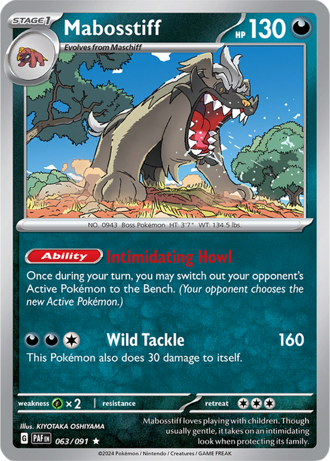 Mabosstiff 063/091 Holo Paldean Fates Pokemon Card