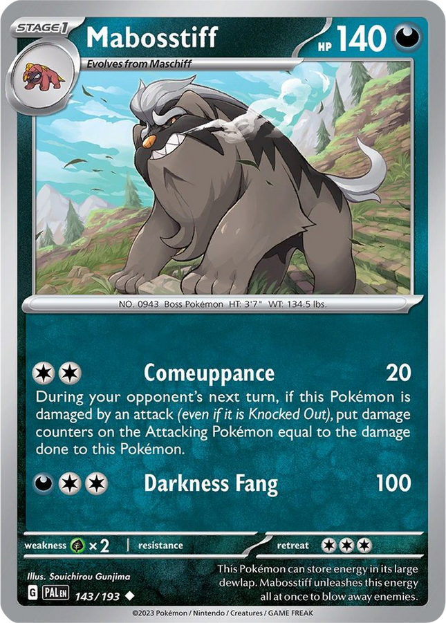 Mabosstiff 143/193 Reverse Holo Paldea Evolved Pokemon Card