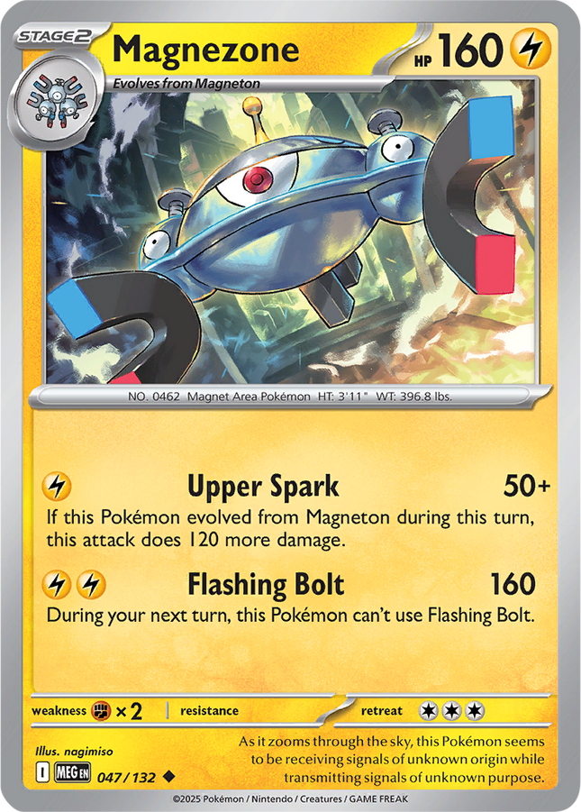 Magnezone 047/132 Reverse Holo Mega Evolution Pokemon Card