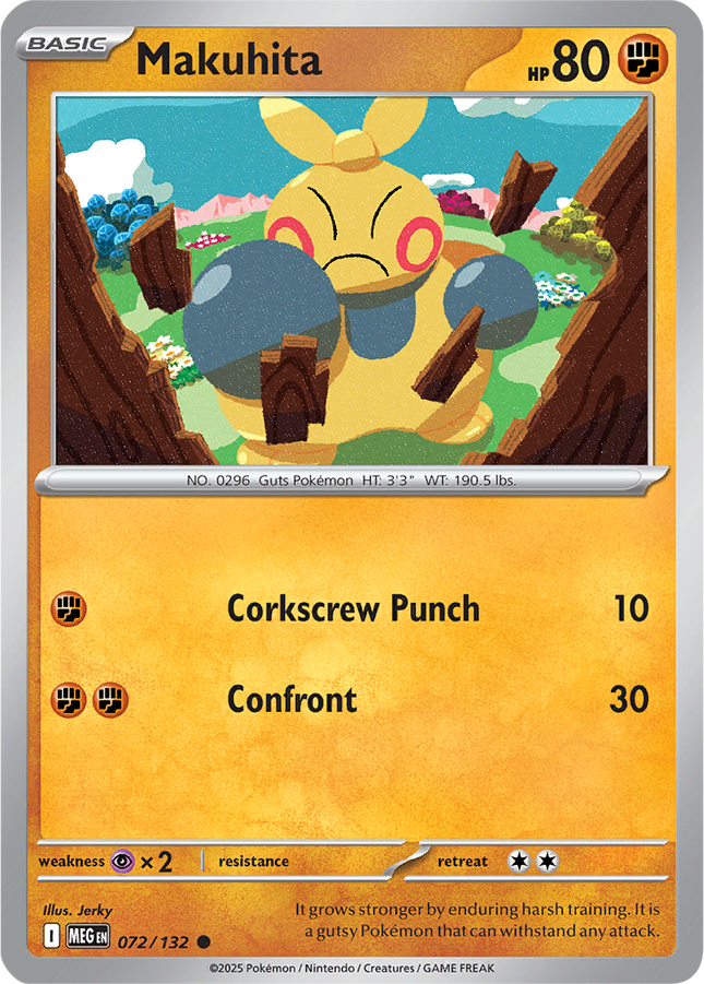 Makuhita 072/132 Reverse Holo Mega Evolution Pokemon Card