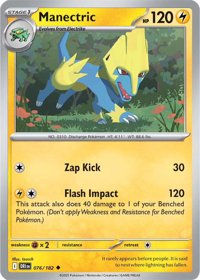 Manectric 076/182 Reverse Holo Destined Rivals Pokemon Card