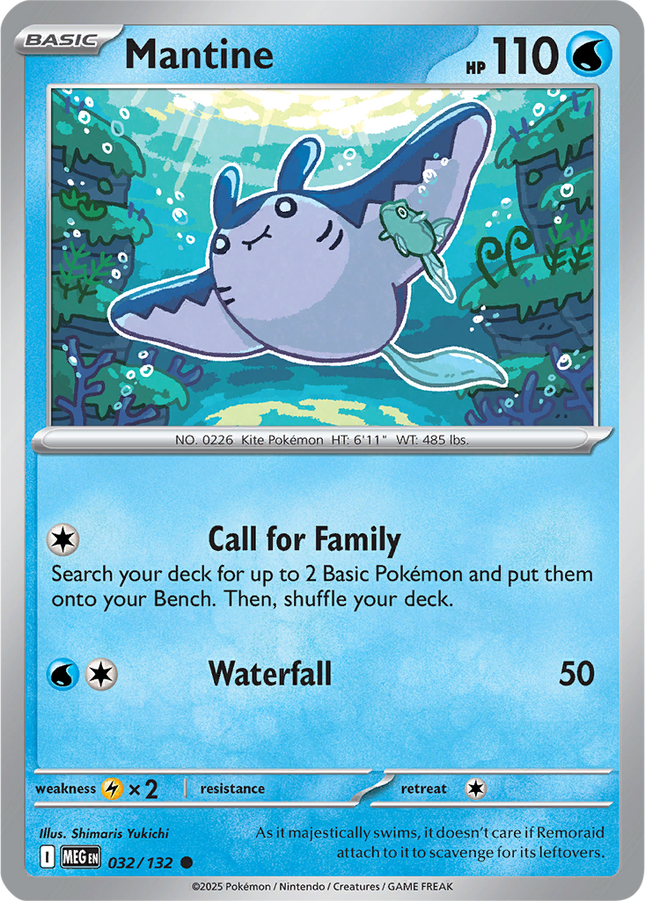Mantine 032/132 Non-Holo Mega Evolution Pokemon Card