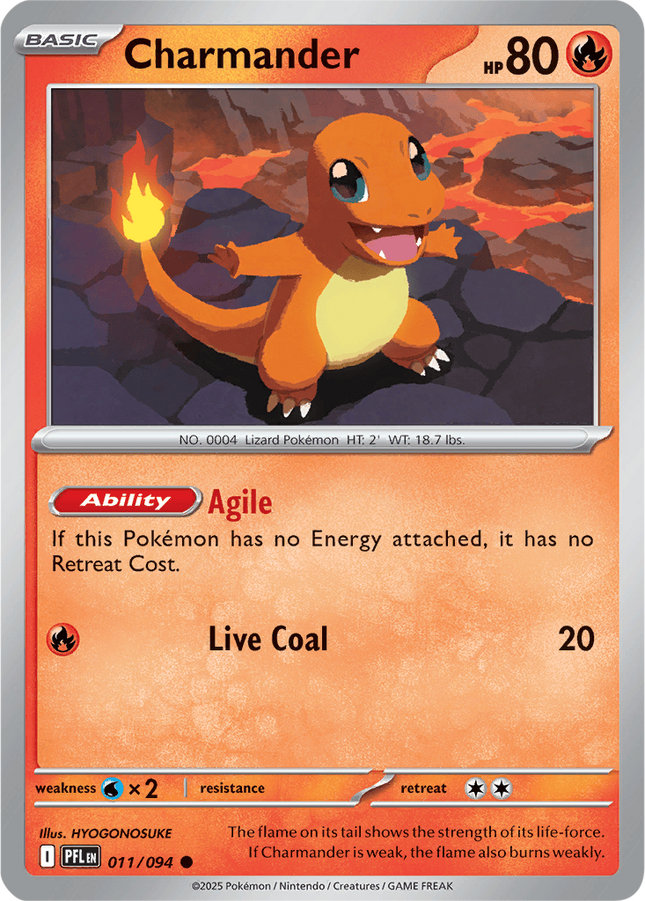 Charmander 011/094 Reverse Holo Phantasmal Flames Pokemon Card