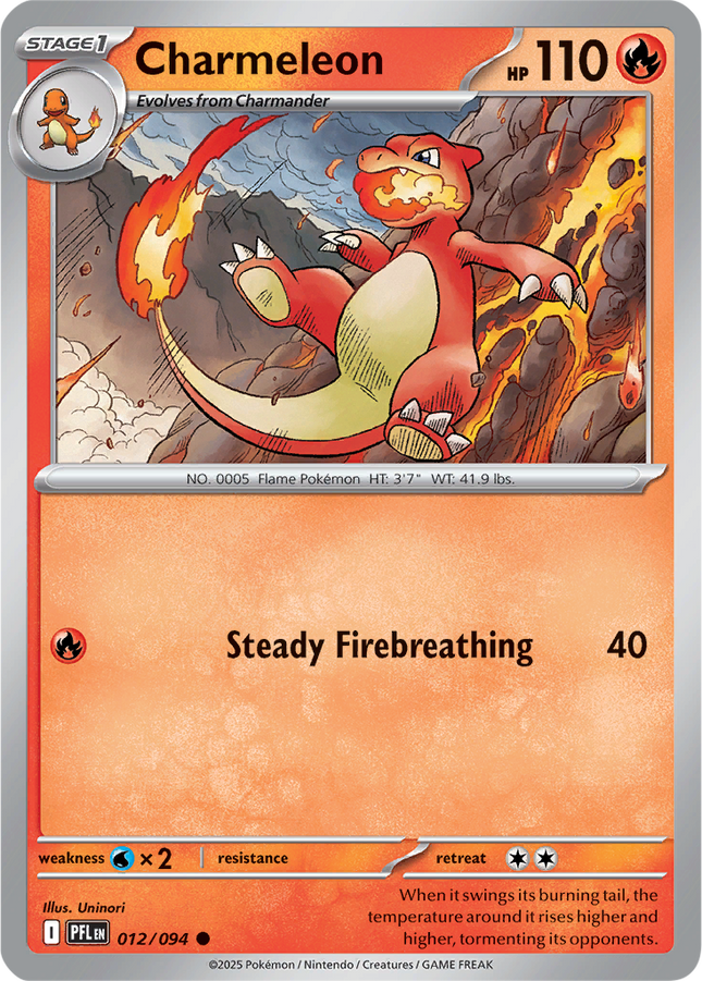 Charmeleon 012/094 Non-Holo Phantasmal Flames Pokemon Card