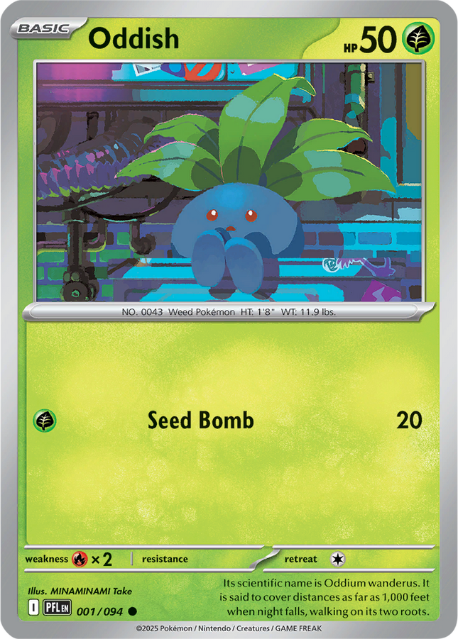 Oddish 001/094 Reverse Holo Phantasmal Flames Pokemon Card