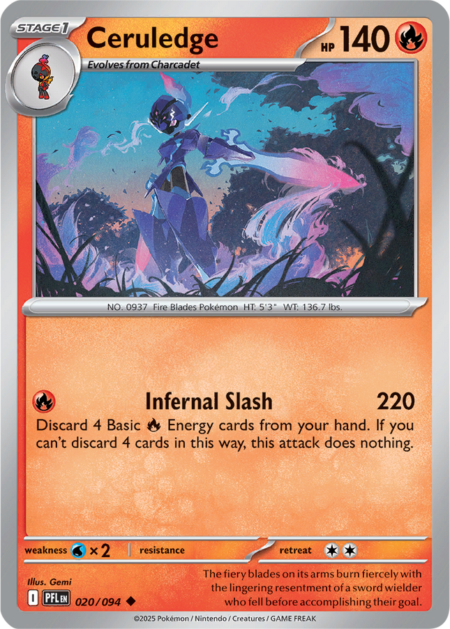 Ceruledge 020/094 Non-Holo Phantasmal Flames Pokemon Card