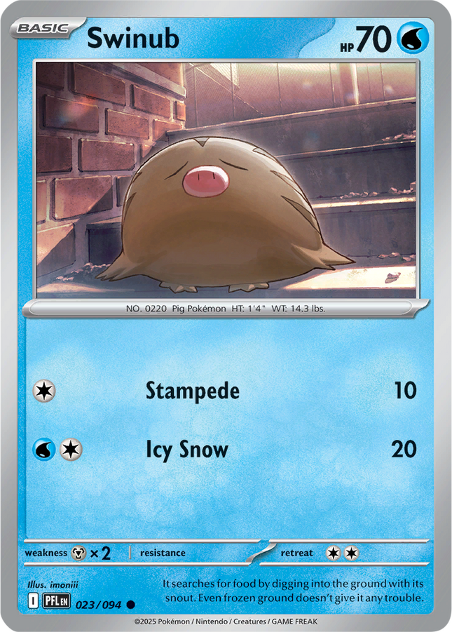 Swinub 023/094 Non-Holo Phantasmal Flames Pokemon Card