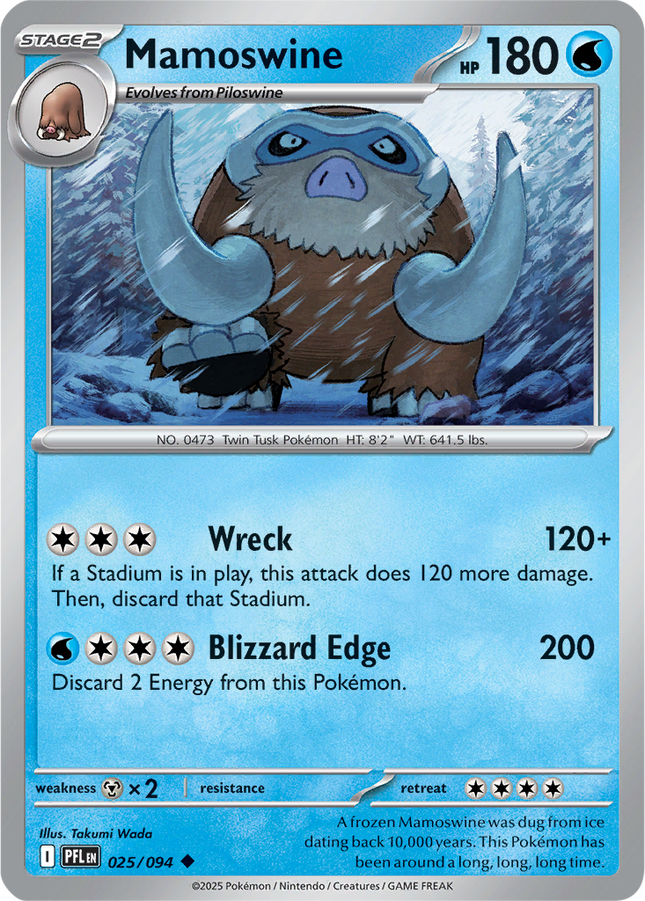 Mamoswine 025/094 Non-Holo Phantasmal Flames Pokemon Card