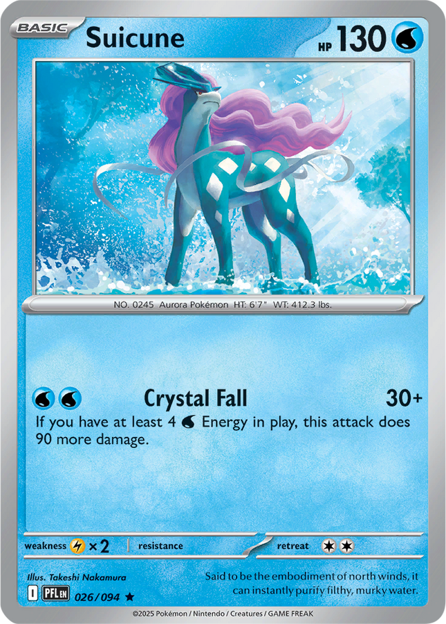 Suicune 026/094 Reverse Holo Phantasmal Flames Pokemon Card