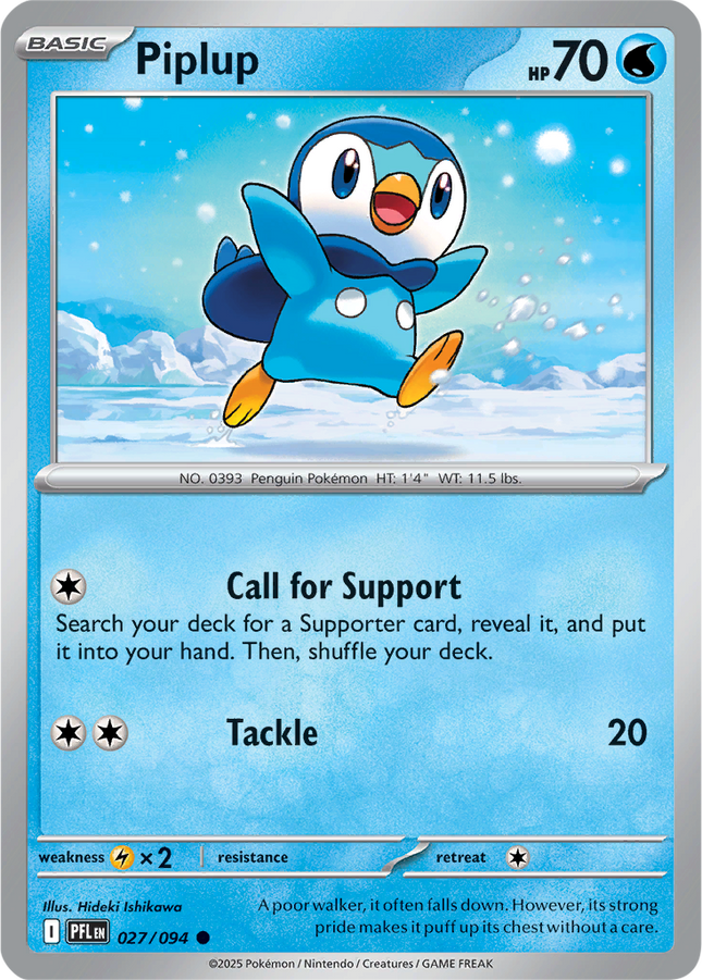Piplup 027/094 Non-Holo Phantasmal Flames Pokemon Card