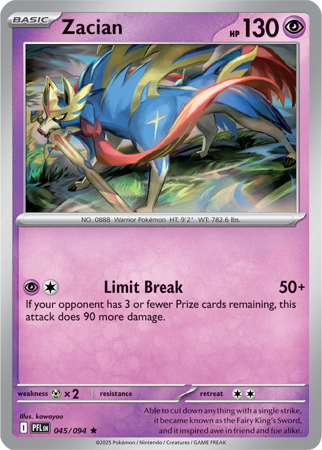 Zacian 045/094 Holo Phantasmal Flames Pokemon Card