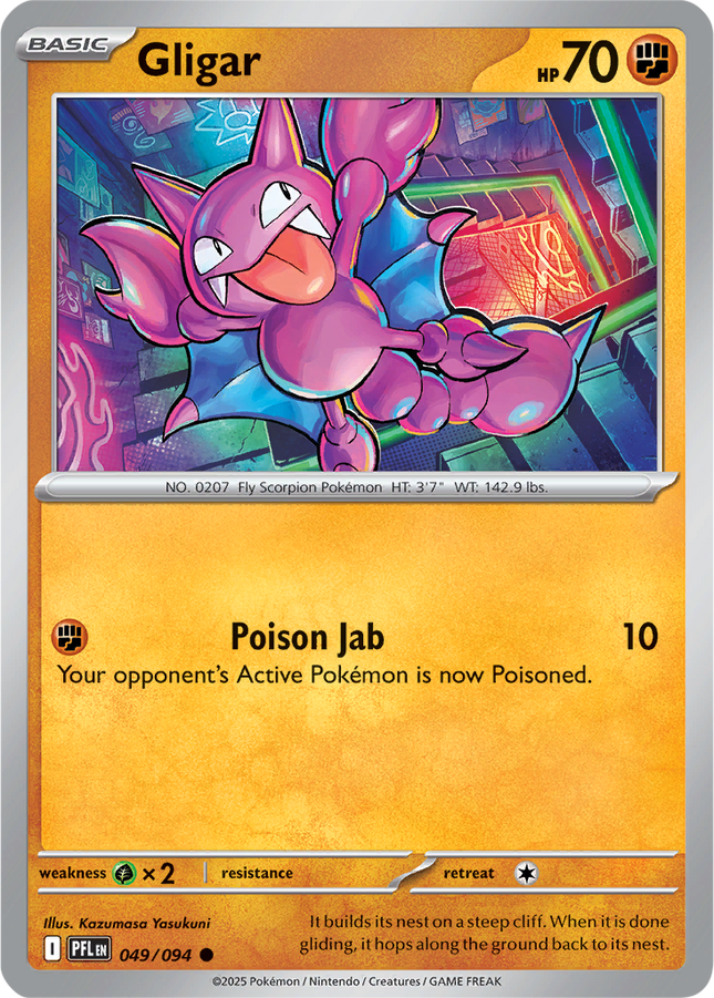 Gligar 049/094 Non-Holo Phantasmal Flames Pokemon Card
