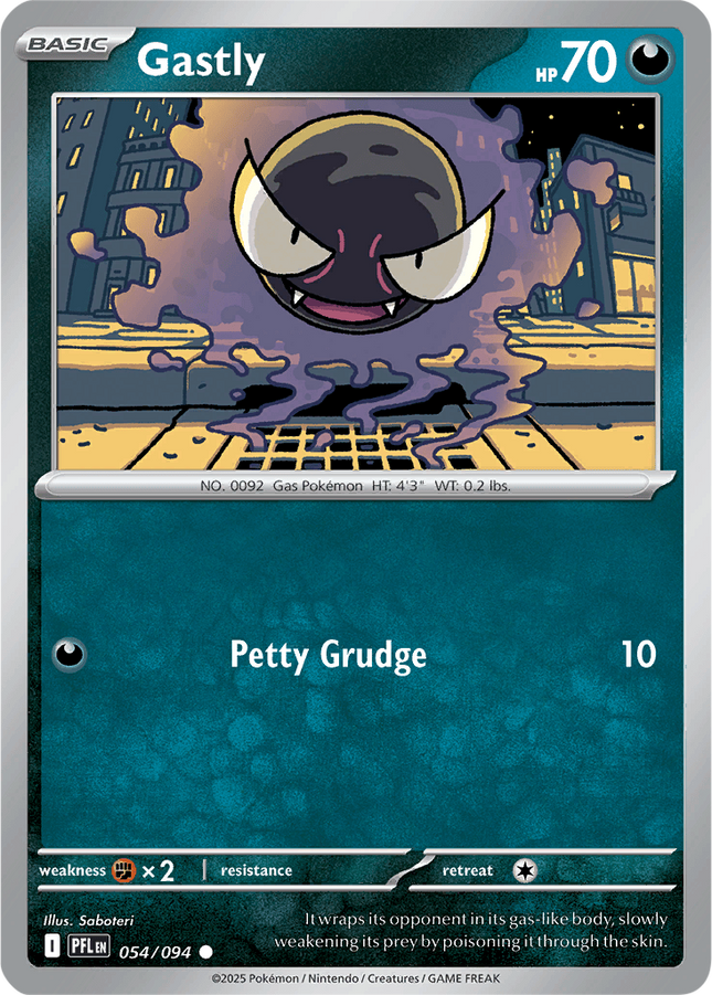 Gastly 054/094 Reverse Holo Phantasmal Flames Pokemon Card