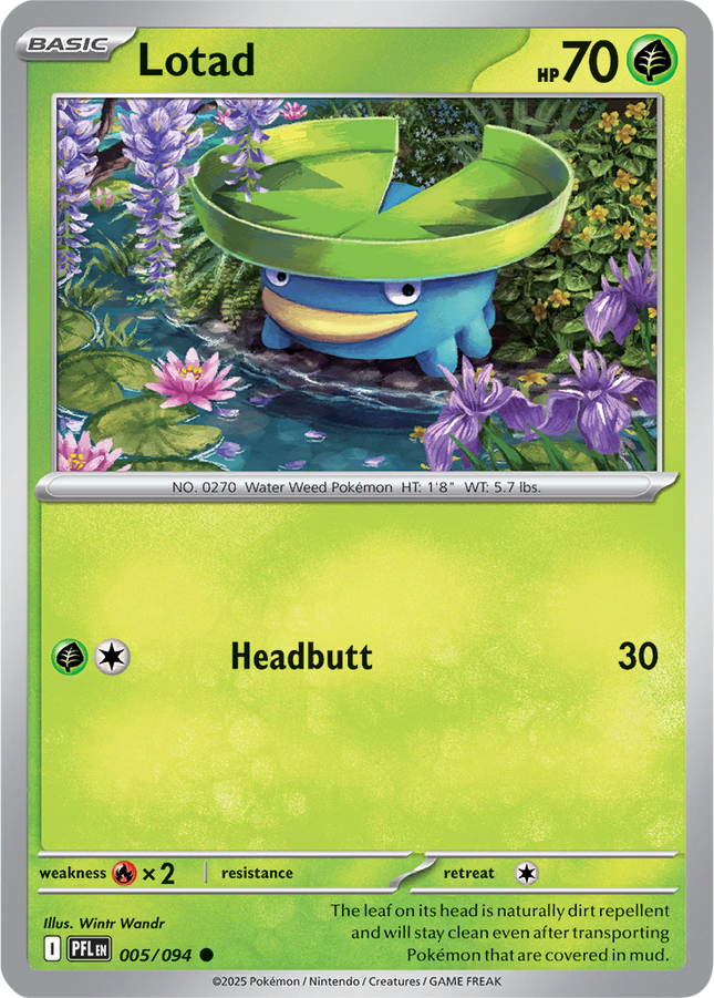 Lotad 005/094 Reverse Holo Phantasmal Flames Pokemon Card