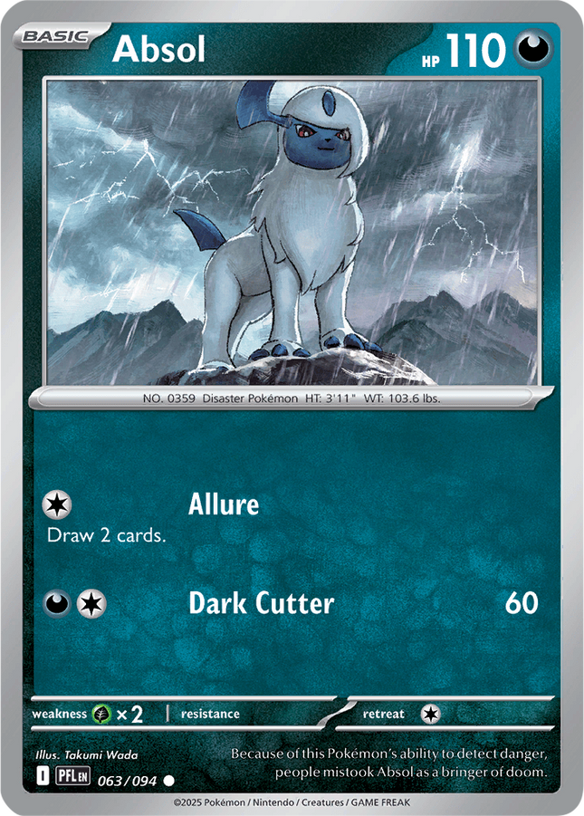 Absol 063/094 Non-Holo Phantasmal Flames Pokemon Card