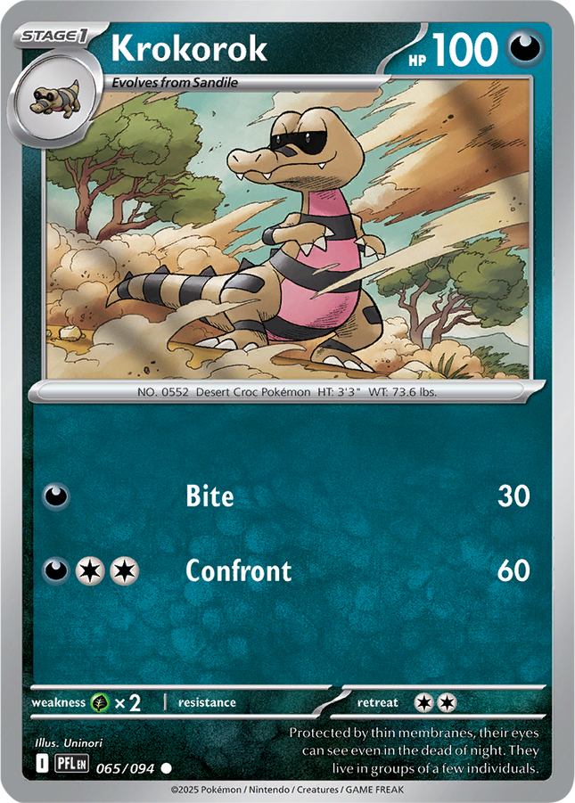 Krokorok 065/094 Non-Holo Phantasmal Flames Pokemon Card