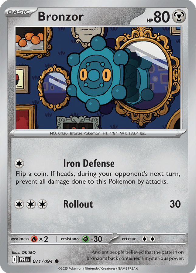 Bronzor 071/094 Reverse Holo Phantasmal Flames Pokemon Card