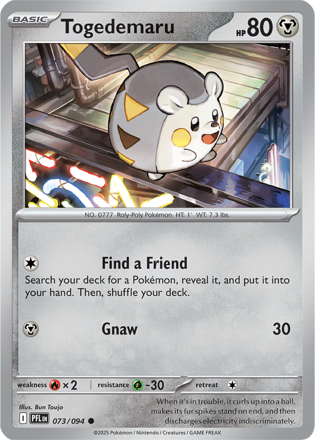 Togedemaru 073/094 Non-Holo Phantasmal Flames Pokemon Card