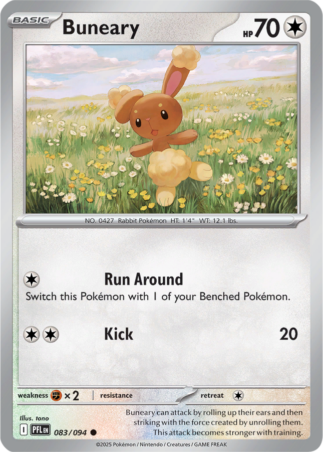 Buneary 083/094 Non-Holo Phantasmal Flames Pokemon Card