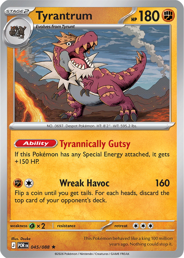 Tyrantrum 045 088 Perfect Order Unstamped Pixel Cosmos Holo