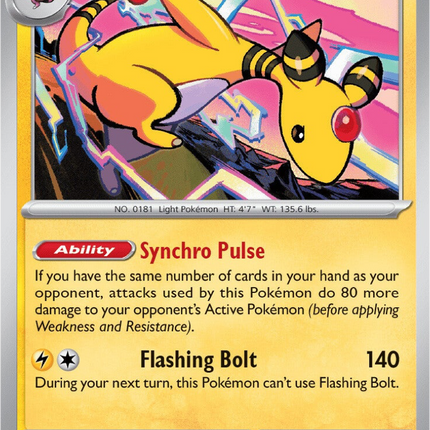 Ampharos 029/086 Reverse Holo Chaos Rising Pokemon Card