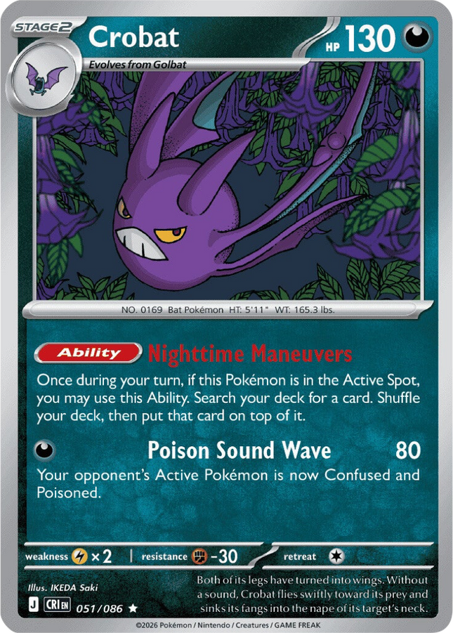 Crobat 051/086 Reverse Holo Chaos Rising Pokemon Card