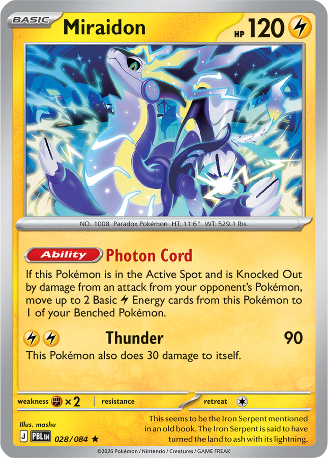 Miraidon 028/084 Reverse Holo Pitch Black Pokemon Card