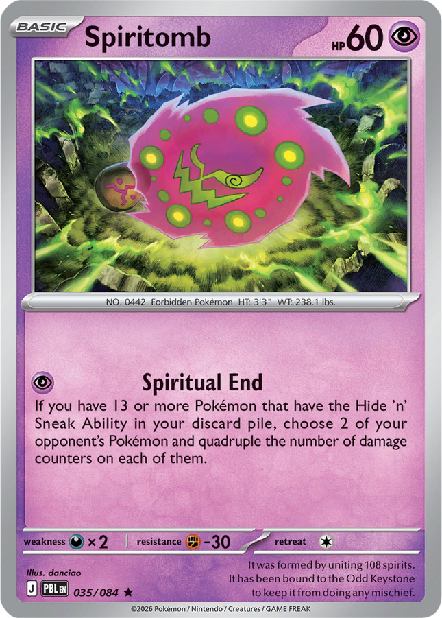 Spiritomb 035/084 Reverse Holo Pitch Black Pokemon Card