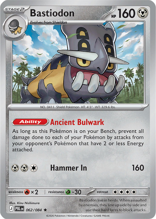 Bastiodon 062/084 Reverse Holo Pitch Black Pokemon Card