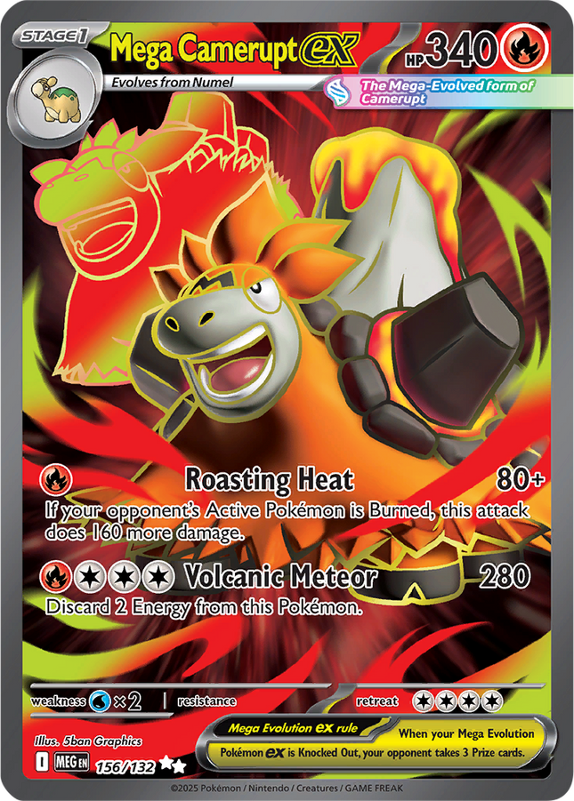 Mega Camerupt ex 156/132 Ultra Rare Full Art Mega Evolution Pokemon Card