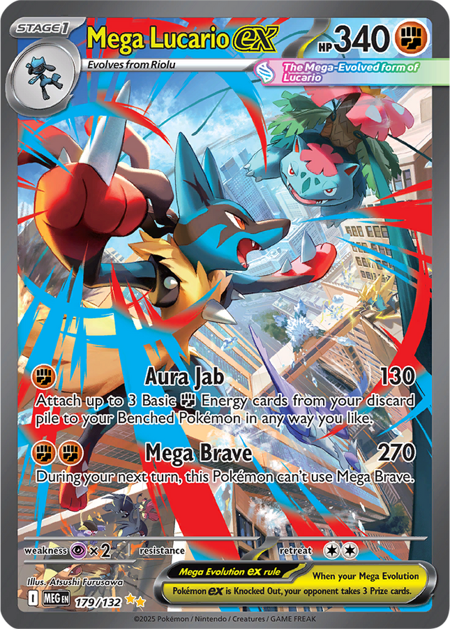 Mega Lucario ex 179/132 Special Illustration Rare Full Art Mega Evolution Pokemon Card
