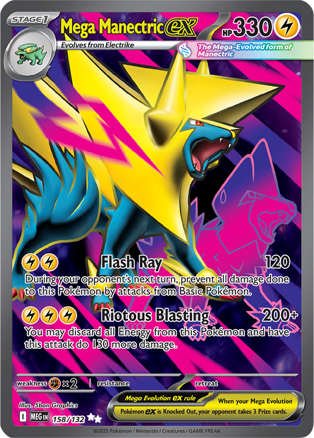 Mega Manectric ex 158/132 Ultra Rare Full Art Mega Evolution Pokemon Card