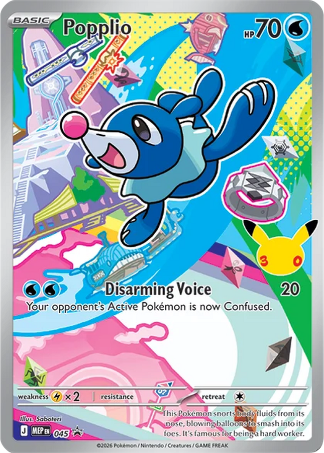 Popplio MEP 045 First Partner Series 1 30th Anniversary Holo Promo