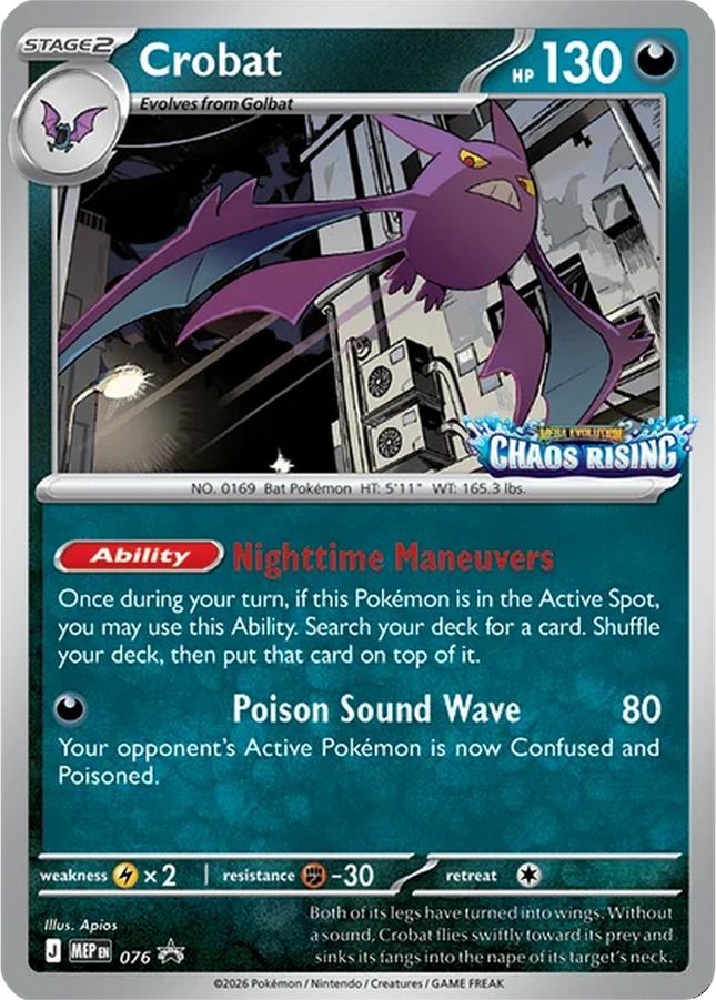Crobat MEP 076 Chaos Rising Prerelease Stamped Holo