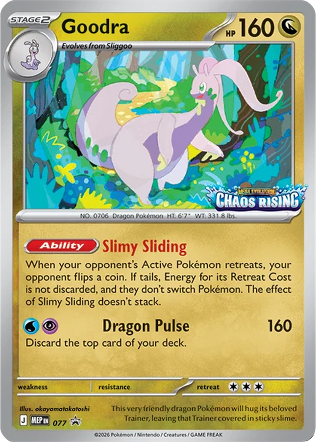 Goodra MEP 077 Chaos Rising Prerelease Staff Stamped Holo