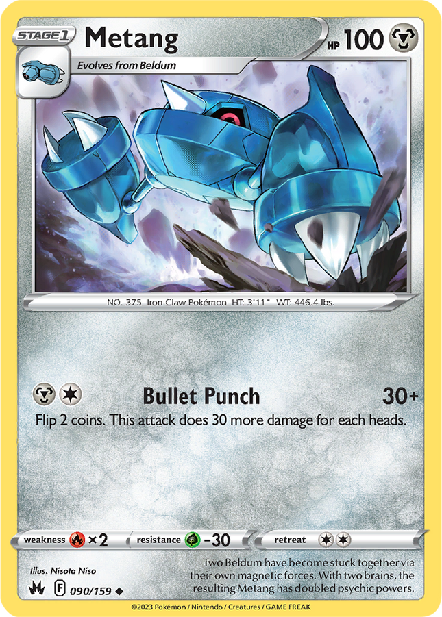 Metang 090/159 Reverse Holo Crown Zenith Pokemon Card