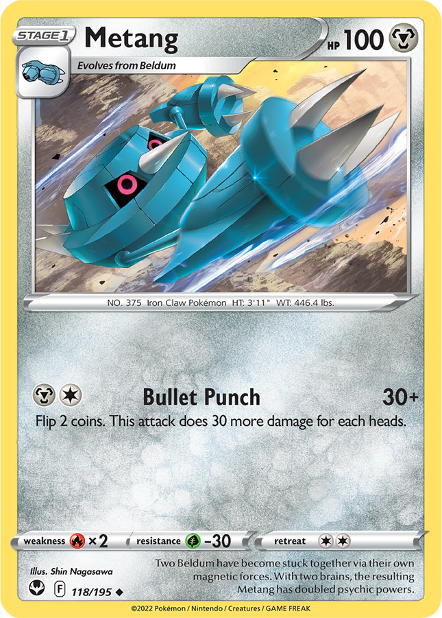 Metang 118/195 Reverse Holo Silver Tempest Pokemon Card