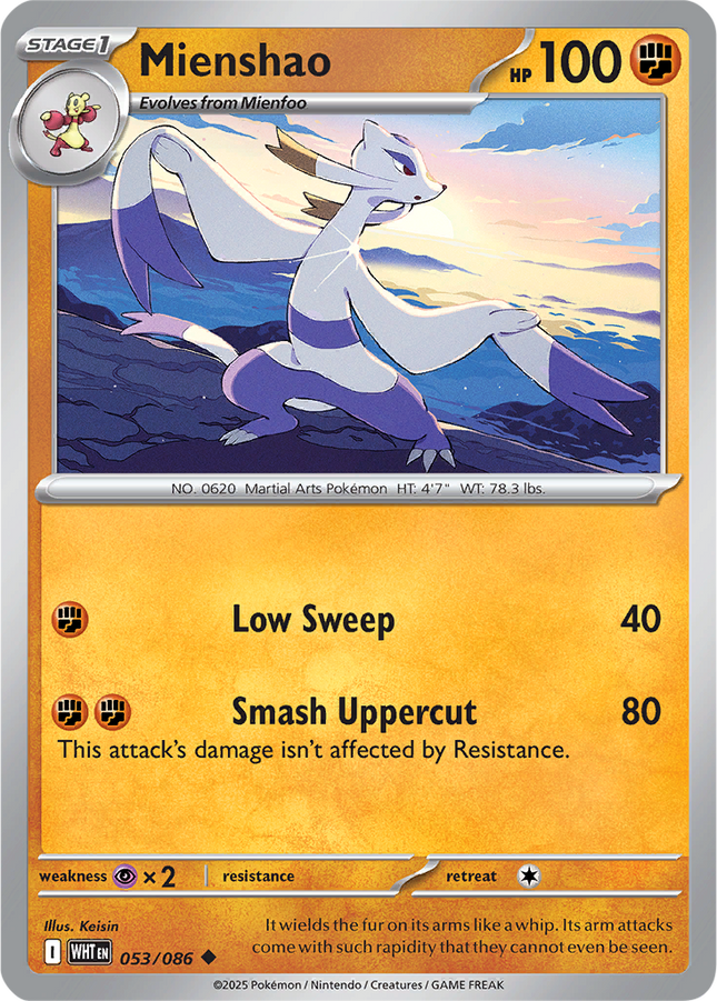 Mienshao 053/086 Non-Holo White Flare Pokemon Card