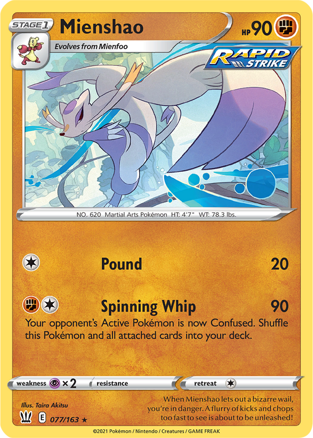 Mienshao 077/163 Reverse Holo Battle Styles Pokemon Card