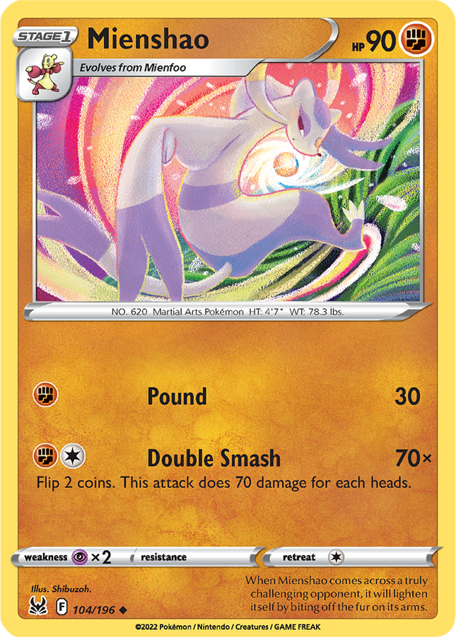 Mienshao 104/196 Reverse Holo Lost Origin Pokemon Card