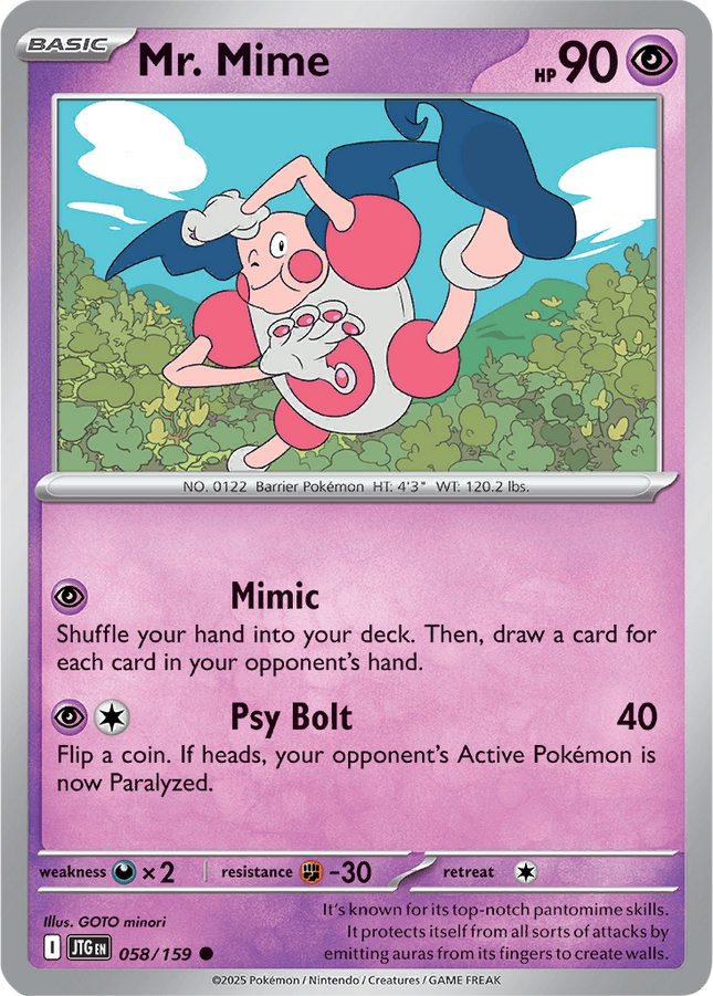 Mr. Mime 058/159 Reverse Holo Journey Together Pokemon Card