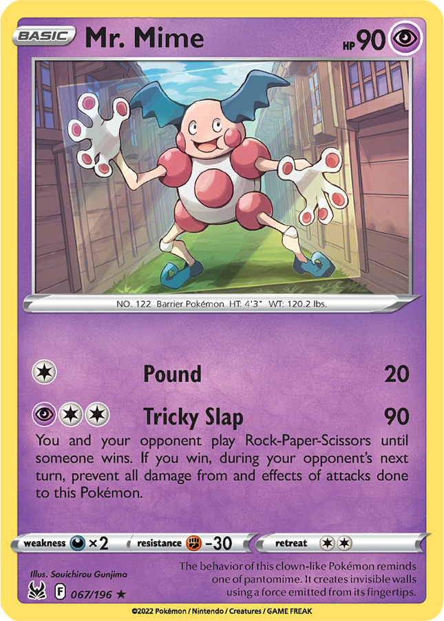 Mr. Mime 067/196 Reverse Holo Lost Origin Pokemon Card
