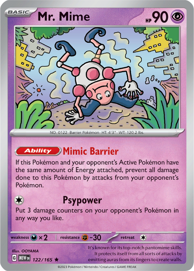 Mr. Mime 122/165 Holo 151 Pokemon Card