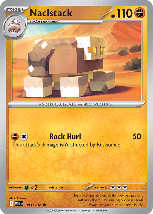 Naclstack 083/132 Reverse Holo Mega Evolution Pokemon Card