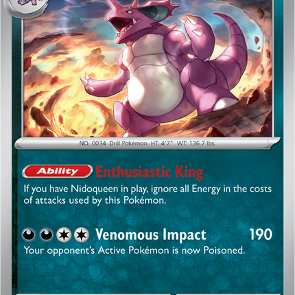 Nidoking 034/165 Holo 151 Pokemon Card