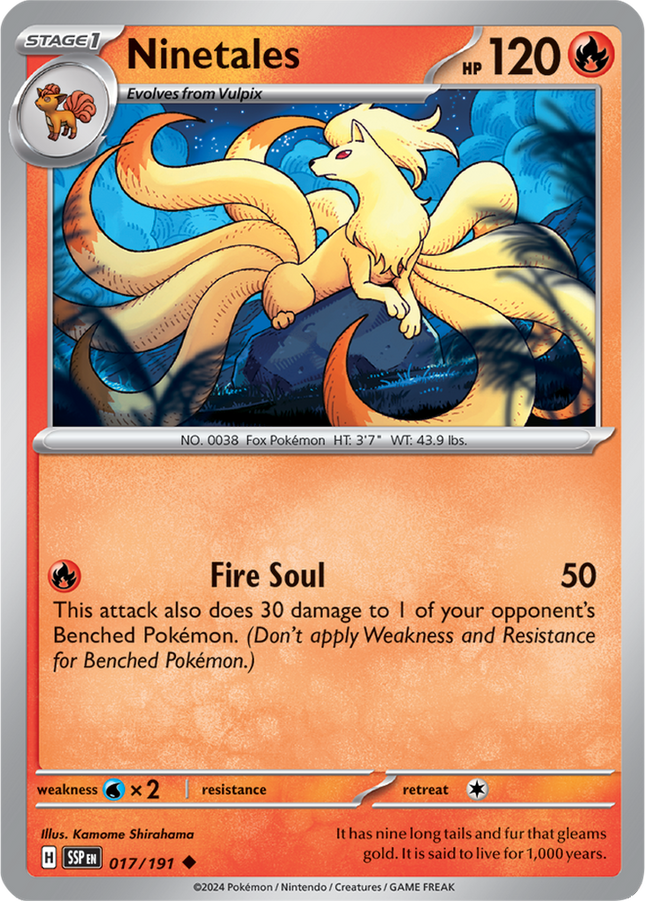 Ninetales 017/191 Reverse Holo Surging Sparks Pokemon Card